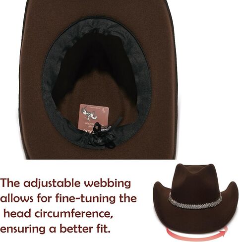 Faux Suede Felt Western Cowboy Hat for Women or Men, Wide Brim, Rivet Strap in Saudi Arabia