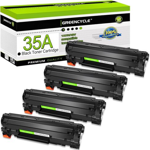 greencycle 4 PK Compatible CB435A 35A Black Laser Toner Cartridges Replacement for HP Laserjet P1005 P1006 P1007 P1008 P1009 Printer in Saudi Arabia