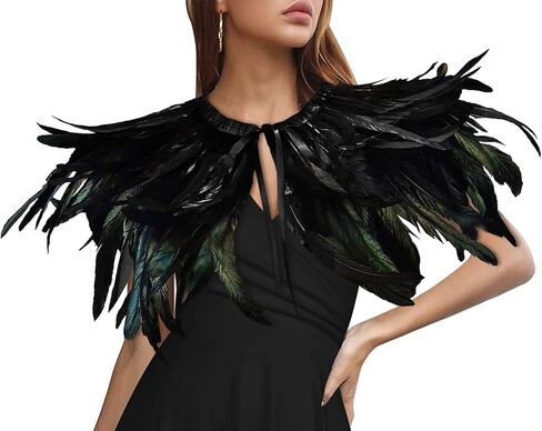 HOMELEX Black Witch Feather Collar Crow Shawl Costume Halloween Swan Wings Accessories Cape for Women in Saudi Arabia