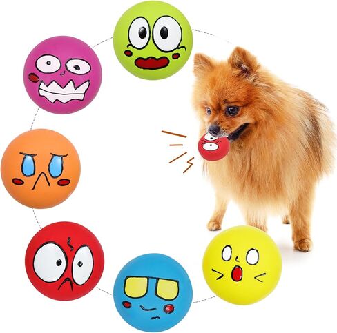 LLSPET Squeaky Dog Toys Funny Cute Interactive Fetch Animal Face Latex Dog Balls for Puppy Small Pet Dogs 6 Pcs/Set in Saudi Arabia