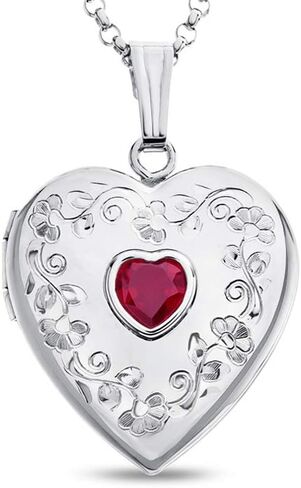 FJC Finejewelers Sterling Silver Birthstone Locket Pendant Necklace in Saudi Arabia