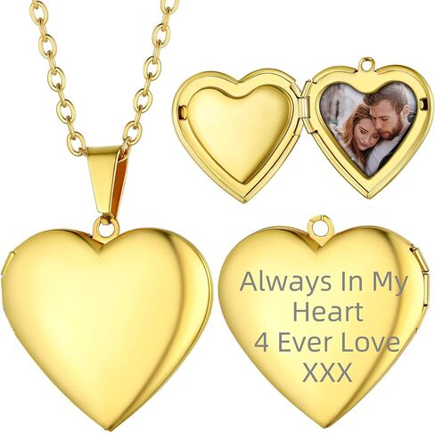 Supcare Locket Necklace That Holds Pictures-Engraved Photo Pendant Custom Jewellery Gifts for Men Women (with Jewellery Gift Box) in Saudi Arabia