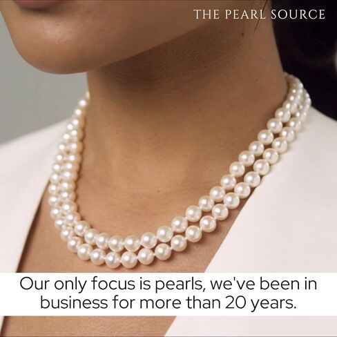 قلادة Pearl Source AAA ذات جودة مزدوجة من اللؤلؤ الأبيض المزروع في المياه العذبة للنساء بطول الأميرة 18-19 بوصة in Kuwait