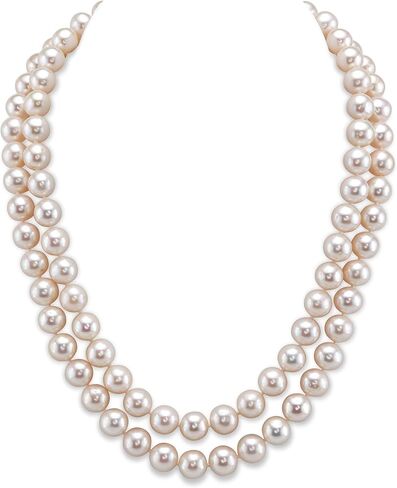 قلادة Pearl Source AAA ذات جودة مزدوجة من اللؤلؤ الأبيض المزروع في المياه العذبة للنساء بطول الأميرة 18-19 بوصة in Kuwait
