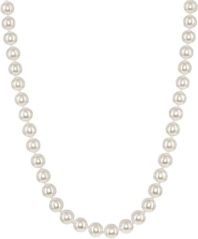 14K Gold White Japanese Akoya Cultured Pearls 18" Silk-Knotted Strand Pearl Necklace - Choice of Pearl Size & Clasp Gold Color in Saudi Arabia