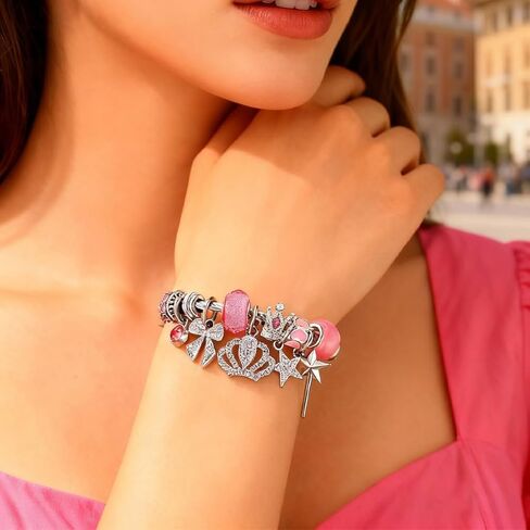 Witch Merch Elphaba Galinda Matching Bangles Adjustable Sparkly Crown, Magic Wand, Witch Hat, Heart Charm Friendship Bracelets Chirstmas Gifts for Women Fans in Saudi Arabia