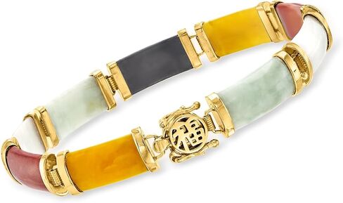 Ross-Simons Good Fortune Jade Bracelet in 18kt Gold Over Sterling in Kuwait
