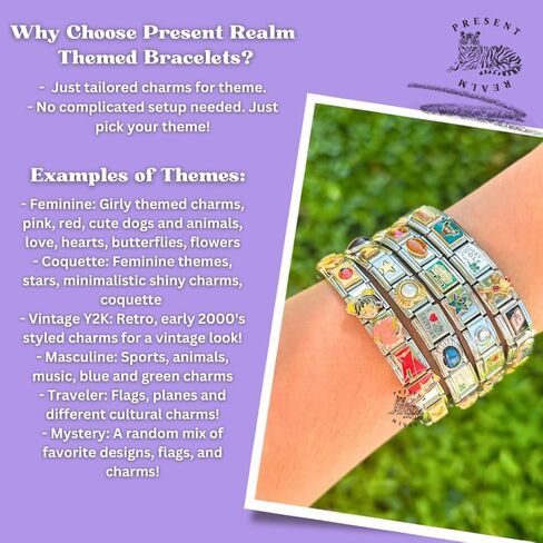 Custom Italian Charm Bracelet, 18 Unique Vintage Y2K Charms Stainless Steel Silver or Gold Bracelet for Women and Men, 1 Bracelet Fully Assembled & Ready to Wear in Saudi Arabia