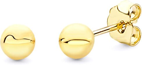 14k REAL Yellow Gold 3mm, 4mm, 5mm, 6mm, 7mm, 8mm Ball Stud Earrings with Push Backs in Saudi Arabia
