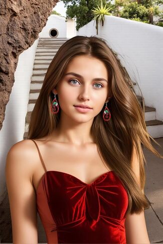 عيد الميلاد الأحمر الأبيض الأخضر الأقراط هدية عطلة الأقراط للنساء in Kuwait