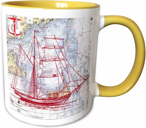 3dRose Print Of Nantucket Sound With Red Sailboat Mug, 11 oz in Saudi Arabia