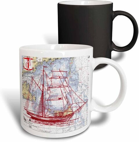 3dRose Print Of Nantucket Sound With Red Sailboat Mug, 11 oz in Saudi Arabia