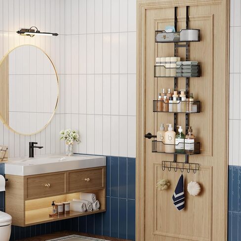 منظم المحفظة فوق الباب، حامل محفظة معدني متين قابل للتعديل ومنظم حقيبة يد للخزانة مع 5 خطافات متوسطة in Kuwait