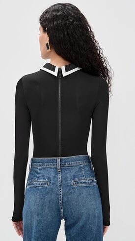 alice + olivia Women's Keenan Long Sleeve Polo Thong Bodysuit in Saudi Arabia