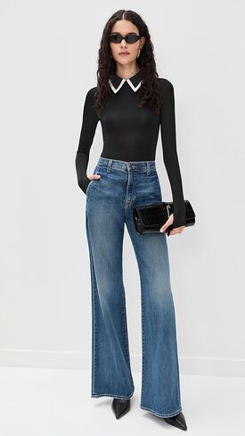 alice + olivia Women's Keenan Long Sleeve Polo Thong Bodysuit in Saudi Arabia