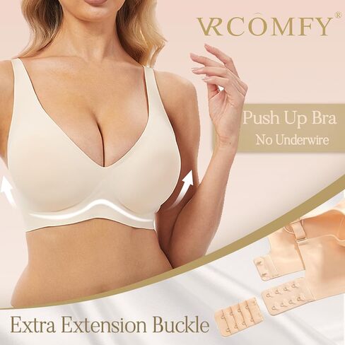 Jelly Wireless Bra Deep V Push Up Seamless T-Shirt Comfortable Plunge No Underwire Bras with Adjustable Straps Everyday Bras in Saudi Arabia
