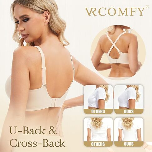 Jelly Wireless Bra Deep V Push Up Seamless T-Shirt Comfortable Plunge No Underwire Bras with Adjustable Straps Everyday Bras in Saudi Arabia