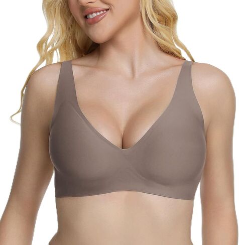 Jelly Wireless Bra Deep V Push Up Seamless T-Shirt Comfortable Plunge No Underwire Bras with Adjustable Straps Everyday Bras in Saudi Arabia