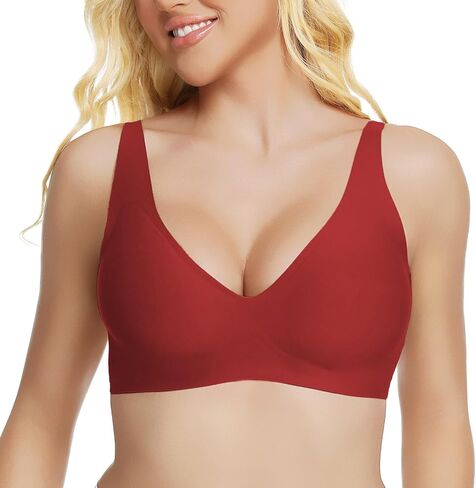 Jelly Wireless Bra Deep V Push Up Seamless T-Shirt Comfortable Plunge No Underwire Bras with Adjustable Straps Everyday Bras in Saudi Arabia