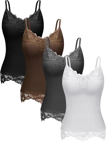 Fourluoo Women's Long Lace Tank Tops lace Camisole Patchwork Tops for Women in Saudi Arabia