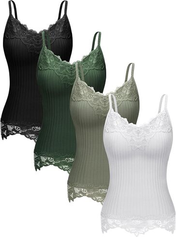 Fourluoo Women's Long Lace Tank Tops lace Camisole Patchwork Tops for Women in Saudi Arabia