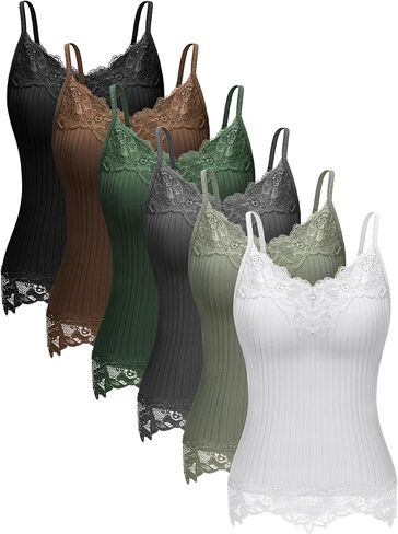 Fourluoo Women's Long Lace Tank Tops lace Camisole Patchwork Tops for Women in Saudi Arabia