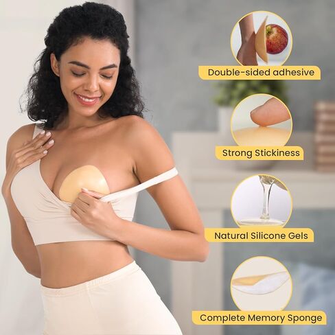 Double Sided Sticky Bra Inserts Reusable Ultra Push Up Lift Self Adhesive Bra Pads for Bikini Swimsuit Strapless Dress in Saudi Arabia