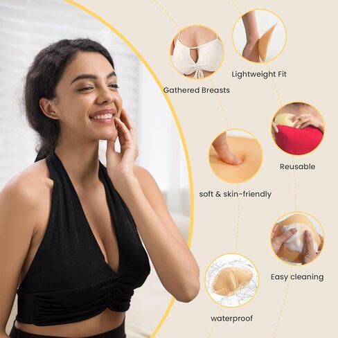 Double Sided Sticky Bra Inserts Reusable Ultra Push Up Lift Self Adhesive Bra Pads for Bikini Swimsuit Strapless Dress in Saudi Arabia
