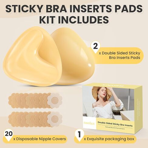 Double Sided Sticky Bra Inserts Reusable Ultra Push Up Lift Self Adhesive Bra Pads for Bikini Swimsuit Strapless Dress in Saudi Arabia