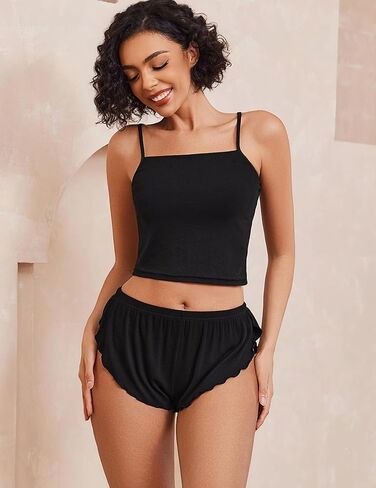 Avidlove Women Cami Ribbed Pajama Set Sexy Side Slit Sleepwear Soft Lingerie 2 Piece PJ Set in Saudi Arabia
