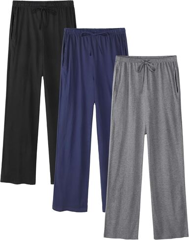 3 Pack Womens Cotton Pajama Pants Lightweight Soft Loose Casual Lounge Pants Pajama Bottoms PJ Sleepwear with Pockets in Saudi Arabia