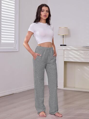 3 Pack Womens Cotton Pajama Pants Lightweight Soft Loose Casual Lounge Pants Pajama Bottoms PJ Sleepwear with Pockets in Saudi Arabia