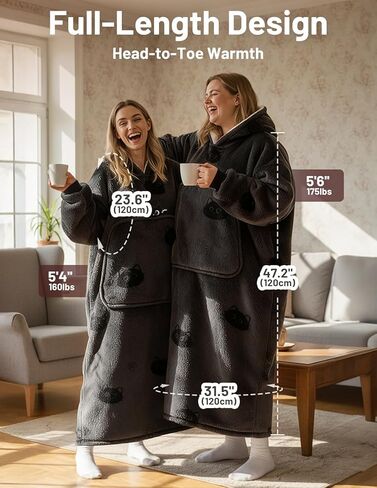 Mewaii Wearable Blanket Hoodie for Adults, Warm Sherpa & Soft Flannel Long Sweatshirt with Giant Pocket, Cozy Gifts for Women in Saudi Arabia