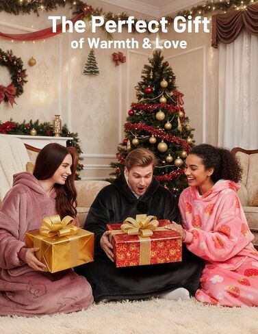 Mewaii Wearable Blanket Hoodie for Adults, Warm Sherpa & Soft Flannel Long Sweatshirt with Giant Pocket, Cozy Gifts for Women in Saudi Arabia
