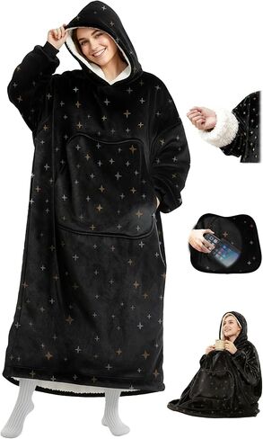 Mewaii Wearable Blanket Hoodie for Adults, Warm Sherpa & Soft Flannel Long Sweatshirt with Giant Pocket, Cozy Gifts for Women in Saudi Arabia