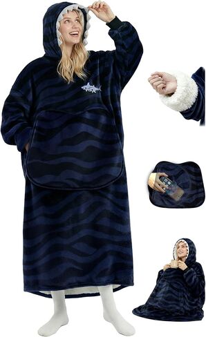 Mewaii Wearable Blanket Hoodie for Adults, Warm Sherpa & Soft Flannel Long Sweatshirt with Giant Pocket, Cozy Gifts for Women in Saudi Arabia