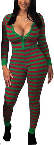 Women Christmas Pajamas One Piece Sleepwear Holiday Jumpsuit Romper Party Nightwear in Saudi Arabia
