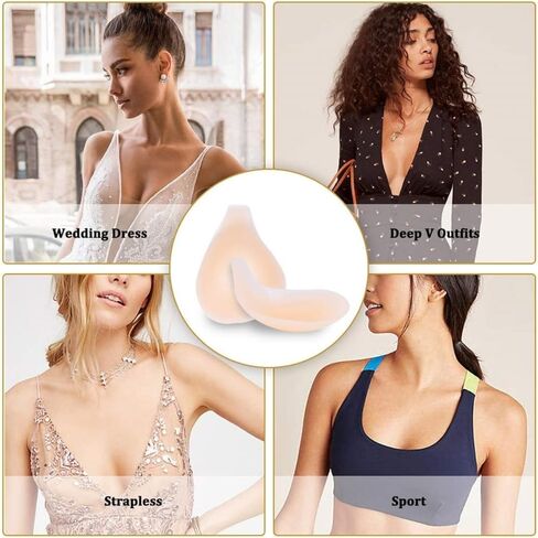 Secfanya Sticky Bra Silicone Adhesive Bra for Women Invisible Bras for Backless Strapless Dress Nippless Covers Push Up Bra in Saudi Arabia
