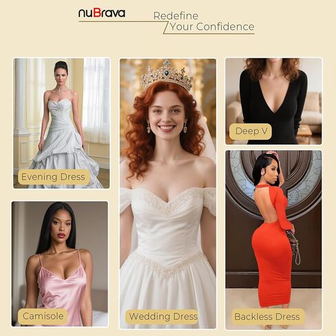 Strapless Sticky Bra Push Up for Women, Adhesive Silicone No Show Bra for Backless Dress, Invisible Reusable V Shape in Saudi Arabia