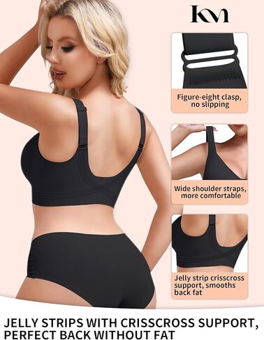 Breathable Comfort Bra Front Closure Wireless, Supportive Post Surgery & Recovery, Snug Fit with Adjustable Wide Straps, Lightweight for All Day Wear Black 2XL in Saudi Arabia