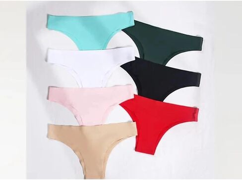 7-Pack Seamless Thong Panties for Women, Low-Waist Breathable Ice Silk No-Show Comfort, Soft and Lightweight in Saudi Arabia