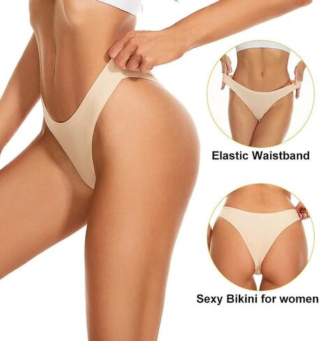 7-Pack Seamless Thong Panties for Women, Low-Waist Breathable Ice Silk No-Show Comfort, Soft and Lightweight in Saudi Arabia