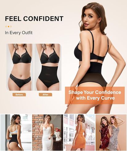 SIMIYA Thong Shapewear Tummy Control for Women High Waist Stay-Put Body Shaper Girdle Compression Stomach Shapewear Thong in Saudi Arabia