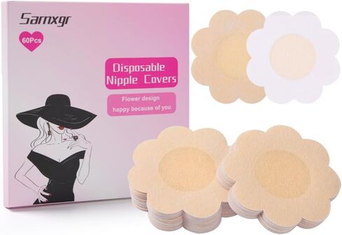 60 Pcs Disposable Nipple Covers,Nipple Covers for Women,Upgrade ultra-thin invisible nipple patches and breast pads,Pasties, Petals Nipple Covers in Saudi Arabia