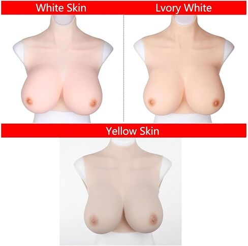 ALKANI High Neck Style Realistic Silicone Fake Breasts Fake Boobs Enhancer Suitable for Mastectomy Halloween Christmas Prom (Color : Lvory White, Size : H~5400g) in Saudi Arabia