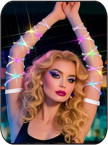 أغطية الذراع، حزام الجسم المتوهج، أحزمة اليد المضيئة، Cyberpunk Neon EDM، إكسسوارات المهرجانات للنساء in Kuwait