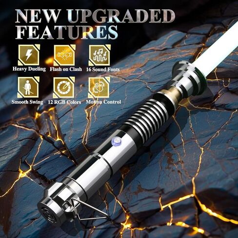 Light Saber Motion Control Dueling Light Saber, 12 RGB Colors 16 FX Sound Fonts, Pro Light Sabers for Adults, Light Sabers for Kids, Smooth Swing Premium Hilt Force FX Saber Toy Christmas Cosplay Gift in Saudi Arabia