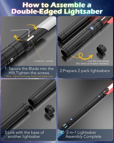 سيف ضوئي، سيف ضوئي مزدوج الشفرات، 4 خطوط صوتية، 12 لون RGB FX Metal Hilt Light Sabers 40 بوصة سيوف ضوئية حقيقية 2pack للبالغين/الأطفال هدية عيد الميلاد وعيد الهالوين in Kuwait