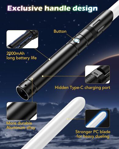 سيف ضوئي، سيف ضوئي مزدوج الشفرات، 4 خطوط صوتية، 12 لون RGB FX Metal Hilt Light Sabers 40 بوصة سيوف ضوئية حقيقية 2pack للبالغين/الأطفال هدية عيد الميلاد وعيد الهالوين in Kuwait