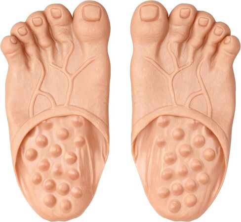 Funny Feet Slippers - Gag Gifts, Funny White Elephant Gifts Costumes Barefoot Slippers Novelty Plastic Costume Feet Toe Shoe Big Foot Realistic Costume Accessories in Saudi Arabia